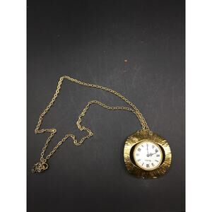 Vintage Vendome Pocket Watch Gold Tone 7 Jewel White Dial For Repair/Parts